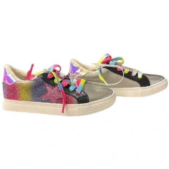 Steve Madden REZUME Rainbow Rhinestone Star Sneakers - Picture 4 of 5